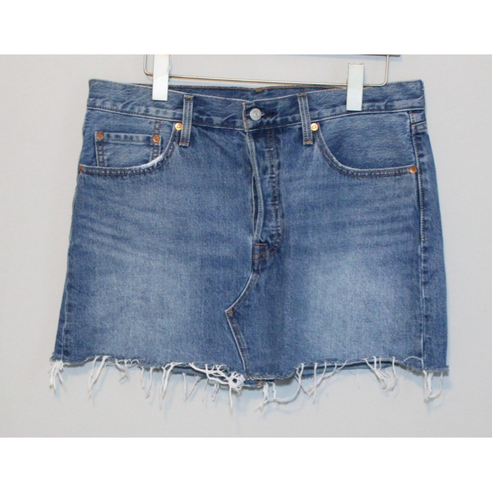 Levi's Deconstructed Button Fly Denim Cut Off Jean Skirt Blue Women's 32 H11823 - Picture 15 of 16